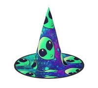 BJNGHKLN Green Aliens Print Halloween Witch Hat For Women Party Hat For Halloween Festivities Cosplay Costume Ensemble