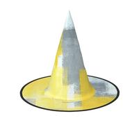 BJNGHKLN Grey And Yellow Abstract Art Painting Print Halloween Witch Hat For Women Party Hat For Halloween Festivities Cosplay Costume Ensemble
