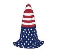BJNGHKLN Halloween Floor Length Hooded Cape American Flag Stars Stripes Print Long Hooded Cape For Teen