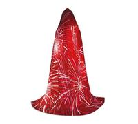 BJNGHKLN Halloween Floor Length Hooded Cape Red Hearts Firework Print Long Hooded Cape For Teen