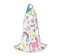 BJNGHKLN Halloween Floor Length Hooded Cape Unicorns Pink Print Long Hooded Cape For Teen
