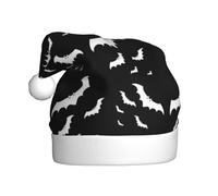BJNGHKLN Halloween Flying Bats Print Santa Hat For Adults Festive Christmas Party Hat Xmas Holiday Decorations Hat