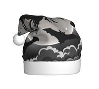 BJNGHKLN Halloween Witch Print Santa Hat For Adults Festive Christmas Party Hat Xmas Holiday Decorations Hat