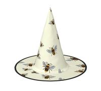 BJNGHKLN Honey Bee Print Halloween Witch Hat For Women Party Hat For Halloween Festivities Cosplay Costume Ensemble