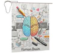 BJNGHKLN Human Brain Print Shower Curtain 182 X 152 Cm Bathroom Shower Curtain Waterproof Polyester Fabric Bathtub Curtain, Washable, Quick Dry, Bathtub Decor With 12 Hooks