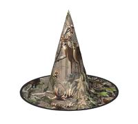 BJNGHKLN Hunting Deer Bear Elk Print Halloween Witch Hat For Women Party Hat For Halloween Festivities Cosplay Costume Ensemble