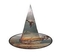 BJNGHKLN Hunting Flying Wild Ducks Print Halloween Witch Hat For Women Party Hat For Halloween Festivities Cosplay Costume Ensemble