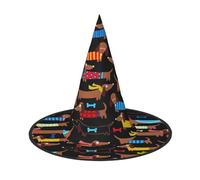 BJNGHKLN I Love My Dog Dachshunds Print Halloween Witch Hat For Women Party Hat For Halloween Festivities Cosplay Costume Ensemble