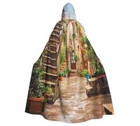 BJNGHKLN Italian Street Print Halloween Hooded Cloak For Adults - Wizard Witch Halloween Cape Cosplay Party Costume