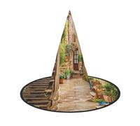 BJNGHKLN Italian Street Print Halloween Witch Hat For Women Party Hat For Halloween Festivities Cosplay Costume Ensemble