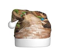BJNGHKLN Italian Street Print Santa Hat For Adults Festive Christmas Party Hat Xmas Holiday Decorations Hat