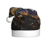 BJNGHKLN Las Vegas Night View Print Santa Hat For Adults Festive Christmas Party Hat Xmas Holiday Decorations Hat