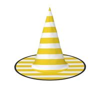 BJNGHKLN Lemon Yellow Stripes Pattern Print Halloween Witch Hat For Women Party Hat For Halloween Festivities Cosplay Costume Ensemble