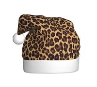 BJNGHKLN Leopard Patterned Wallpaper Print Santa Hat For Adults Festive Christmas Party Hat Xmas Holiday Decorations Hat