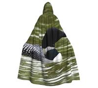 BJNGHKLN Loon Nature Birds Print Halloween Hooded Cloak For Adults - Wizard Witch Halloween Cape Cosplay Party Costume