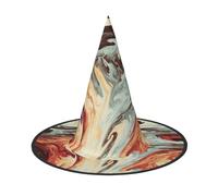 BJNGHKLN Marble Mixed Brown Print Halloween Witch Hat For Women Party Hat For Halloween Festivities Cosplay Costume Ensemble