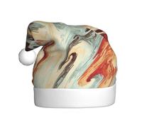 BJNGHKLN Marble Mixed Brown Print Santa Hat For Adults Festive Christmas Party Hat Xmas Holiday Decorations Hat