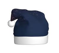 BJNGHKLN Navy Blue Heavens And Stars Print Santa Hat For Adults Festive Christmas Party Hat Xmas Holiday Decorations Hat