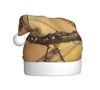 BJNGHKLN Owl Standing On The Tree Print Santa Hat For Adults Festive Christmas Party Hat Xmas Holiday Decorations Hat