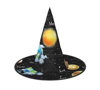 BJNGHKLN Planets Stars And Milky Way Galaxy Print Halloween Witch Hat For Women Party Hat For Halloween Festivities Cosplay Costume Ensemble