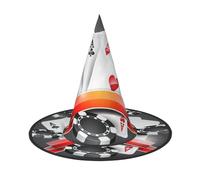 BJNGHKLN Poker Tournament Print Halloween Witch Hat For Women Party Hat For Halloween Festivities Cosplay Costume Ensemble