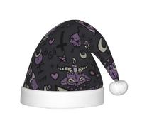 BJNGHKLN Purple Black Goth Spooky Print Christmas Hat For Kids Festive Christmas Party Hat Xmas Holiday Decorations Hat