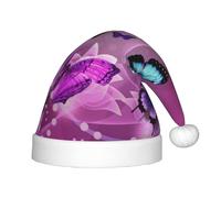 BJNGHKLN Purple Butterflies Print Christmas Hat For Kids Festive Christmas Party Hat Xmas Holiday Decorations Hat
