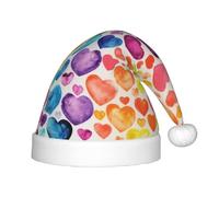 BJNGHKLN Rainbow Hearts Print Christmas Hat For Kids Festive Christmas Party Hat Xmas Holiday Decorations Hat