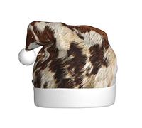 BJNGHKLN Red And White Cowhide Print Santa Hat For Adults Festive Christmas Party Hat Xmas Holiday Decorations Hat