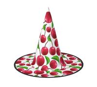 BJNGHKLN Red Cherries Print Halloween Witch Hat For Women Party Hat For Halloween Festivities Cosplay Costume Ensemble