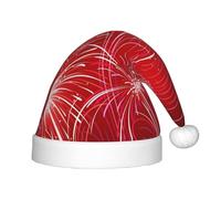 BJNGHKLN Red Hearts Firework Print Christmas Hat For Kids Festive Christmas Party Hat Xmas Holiday Decorations Hat
