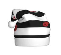 BJNGHKLN Red Mouth Printed In Black And White Stripes Print Santa Hat For Adults Festive Christmas Party Hat Xmas Holiday Decorations Hat