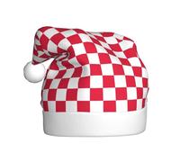 BJNGHKLN Red White Print Santa Hat For Adults Festive Christmas Party Hat Xmas Holiday Decorations Hat