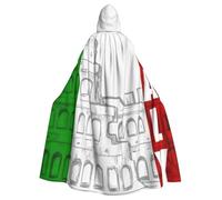 BJNGHKLN Roman Colosseum Italian Flag Print Halloween Hooded Cloak For Adults - Wizard Witch Halloween Cape Cosplay Party Costume