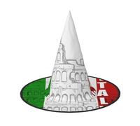 BJNGHKLN Roman Colosseum Italian Flag Print Halloween Witch Hat For Women Party Hat For Halloween Festivities Cosplay Costume Ensemble