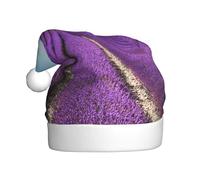 BJNGHKLN Romantic Lavender Print Santa Hat For Adults Festive Christmas Party Hat Xmas Holiday Decorations Hat