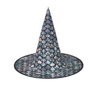 BJNGHKLN Silver Fish Scale Print Halloween Witch Hat For Women Party Hat For Halloween Festivities Cosplay Costume Ensemble