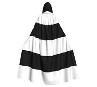 BJNGHKLN Stripes Black White Print Halloween Hooded Cloak For Adults - Wizard Witch Halloween Cape Cosplay Party Costume