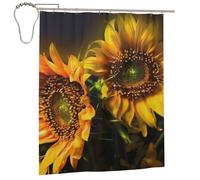 BJNGHKLN Sunflowers Painting Print Shower Curtain 182 X 152 Cm Bathroom Shower Curtain Waterproof Polyester Fabric Bathtub Curtain, Washable, Quick Dry, Bathtub Decor With 12 Hooks