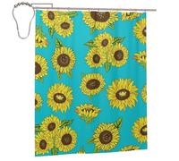 BJNGHKLN Sunflowers Pattern Print Shower Curtain 182 X 152 Cm Bathroom Shower Curtain Waterproof Polyester Fabric Bathtub Curtain, Washable, Quick Dry, Bathtub Decor With 12 Hooks