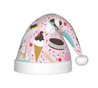 BJNGHKLN Sweet Ice Cream Print Christmas Hat For Kids Festive Christmas Party Hat Xmas Holiday Decorations Hat