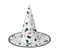 BJNGHKLN Terrazzo Marble Pastel Print Halloween Witch Hat For Women Party Hat For Halloween Festivities Cosplay Costume Ensemble