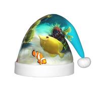 BJNGHKLN Tropical Fish Print Christmas Hat For Kids Festive Christmas Party Hat Xmas Holiday Decorations Hat
