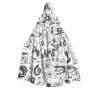 BJNGHKLN Video Game Boys Print Halloween Hooded Cloak For Adults - Wizard Witch Halloween Cape Cosplay Party Costume
