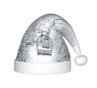 BJNGHKLN Winter Old Cable Ski Lift Print Christmas Hat For Kids Festive Christmas Party Hat Xmas Holiday Decorations Hat