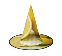 BJNGHKLN Yellow Lemon Print Halloween Witch Hat For Women Party Hat For Halloween Festivities Cosplay Costume Ensemble
