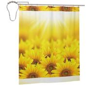 BJNGHKLN Yellow Sunflowers Print Shower Curtain 182 X 152 Cm Bathroom Shower Curtain Waterproof Polyester Fabric Bathtub Curtain, Washable, Quick Dry, Bathtub Decor With 12 Hooks
