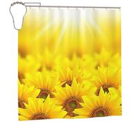 BJNGHKLN Yellow Sunflowers Print Shower Curtain 182 X 182 Cm Bathroom Shower Curtain Waterproof Polyester Fabric Bathtub Curtain,Washable, Quick Dry, Bathtub Decor With 12 Hooks
