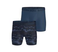 Björn Borg 2 Pack Sports Microfiber Boxer Briefs Moisture Wicking Quick Dry Performance Underwear for Men (UK, Alpha, XL, Regular, Regular, Navy Print, Navy Blue)