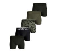 Björn Borg 5 Pack Cotton Stretch Boxers - Black, Green, Printed, Gray